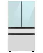 Bespoke 4-Door French Door Refrigerator (29 cu. ft.) with Beverage Center™ in Morning Blue Glass Top Panels and White Glass Middle and Bottom Panels