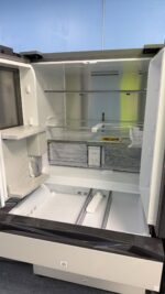 Bespoke 4-Door French Door Refrigerator (29 cu. ft.) with Beverage Center™ in Morning Blue Glass Top Panels and White Glass Middle and Bottom Panels - Image 5