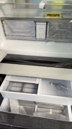 Bespoke 4-Door French Door Refrigerator (29 cu. ft.) with Beverage Center™ in Morning Blue Glass Top Panels and White Glass Middle and Bottom Panels - Image 4