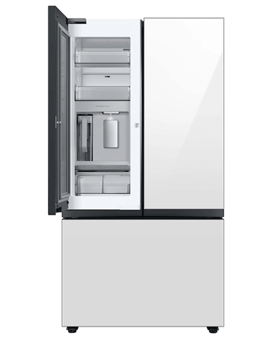 RF30BB660012AA_ Bespoke 3-Door French Door Refrigerator (30 cu. ft.) with Beverage Center™ in White Glass - Image 1
