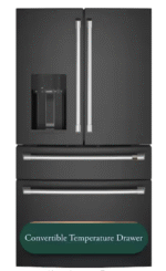 27.8 cu. ft. Smart 4- Door French Door Refrigerator with Convertible Middle Drawer in Matte Black, Autofill Dispenser
