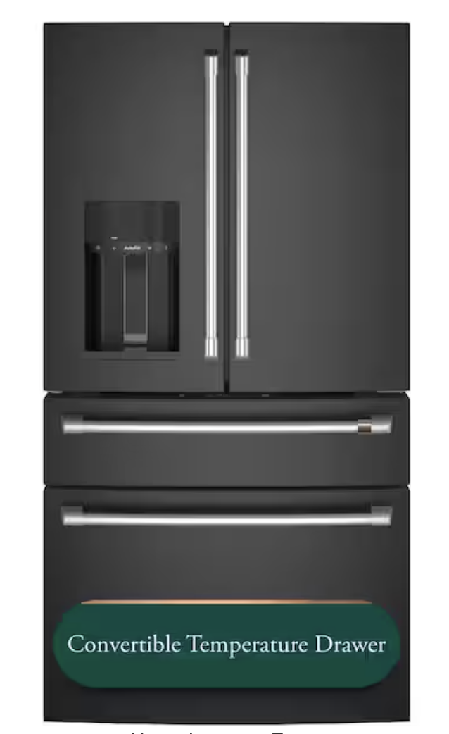 截屏2026-09-17 下午1.22.50 27.8 cu. ft. Smart 4- Door French Door Refrigerator with Convertible Middle Drawer in Matte Black, Autofill Dispenser - Image 1