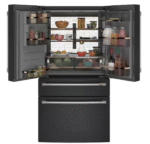 27.8 cu. ft. Smart 4- Door French Door Refrigerator with Convertible Middle Drawer in Matte Black, Autofill Dispenser - Image 3