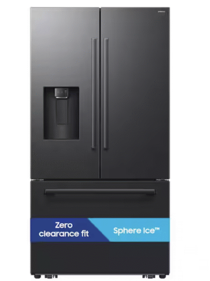 Samsung 36" 29 cu. ft. Standard Depth 3-Door Matte Black Steel French Door Refrigerator with Zero Clearance Fit and Sphere Ice
